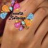 Elephant Designer Pink And Green Stone Mixed Matte Finished Ring