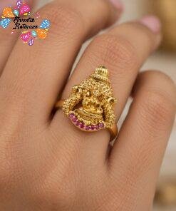 Lakshmi Designer Pink Stone Matte Finished Ring