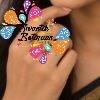 Peacock Designer White Stone Mixed Matte Finished Ring