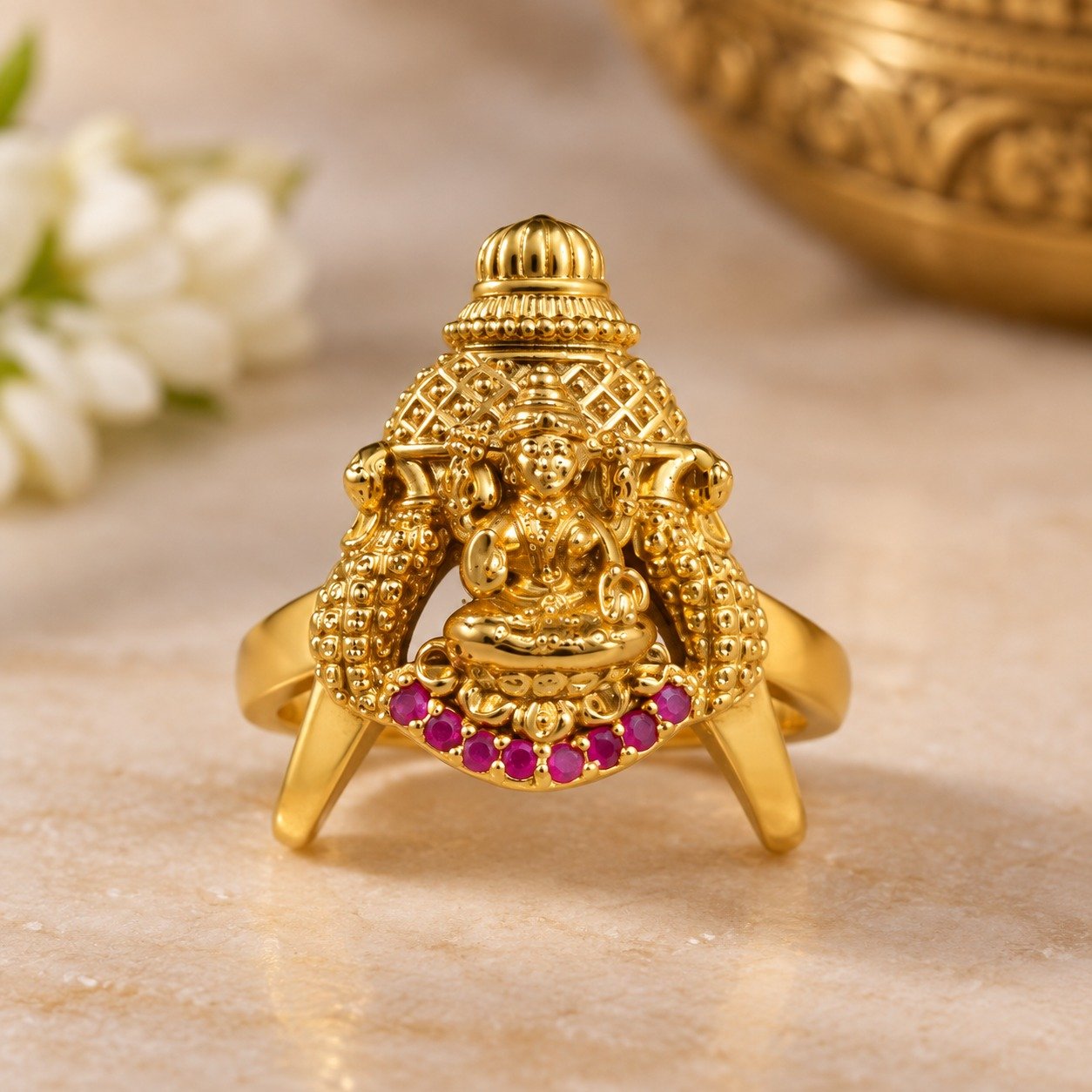 Lakshmi Designer Pink Stone Matte Finished Ring Lakshmi Designer Pink Stone Matte Finished Ring - Image 2