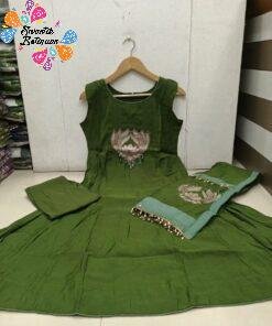 Alternative view of Premium Dark Mehendi Green Lotus Embroidery Designer Ready Made Shalwar Suit