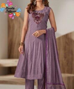 Premium Lavender Lotus Embroidery Designer Ready Made Shalwar Suit