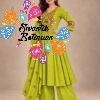 Floral Embroidery Work  Designer Lime Green Ready Made Shalwar Suit