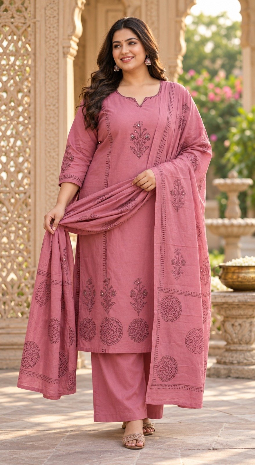 Floral Designer Muted Rose Pink Premium Pure Heavy Dhabu Cotton Plus Size Ready Made Shalwar Suit Floral Designer Muted Rose Pink Premium Pure Heavy Dhabu Cotton Plus Size Ready Made Shalwar Suit