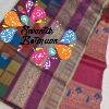 Multicolour Checks Designer With Rich Wine Purple Antique Gold Floral Zari Border Premium Soft Silk Saree